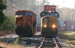 CSX 4500 and BNSF 6763 are side by side